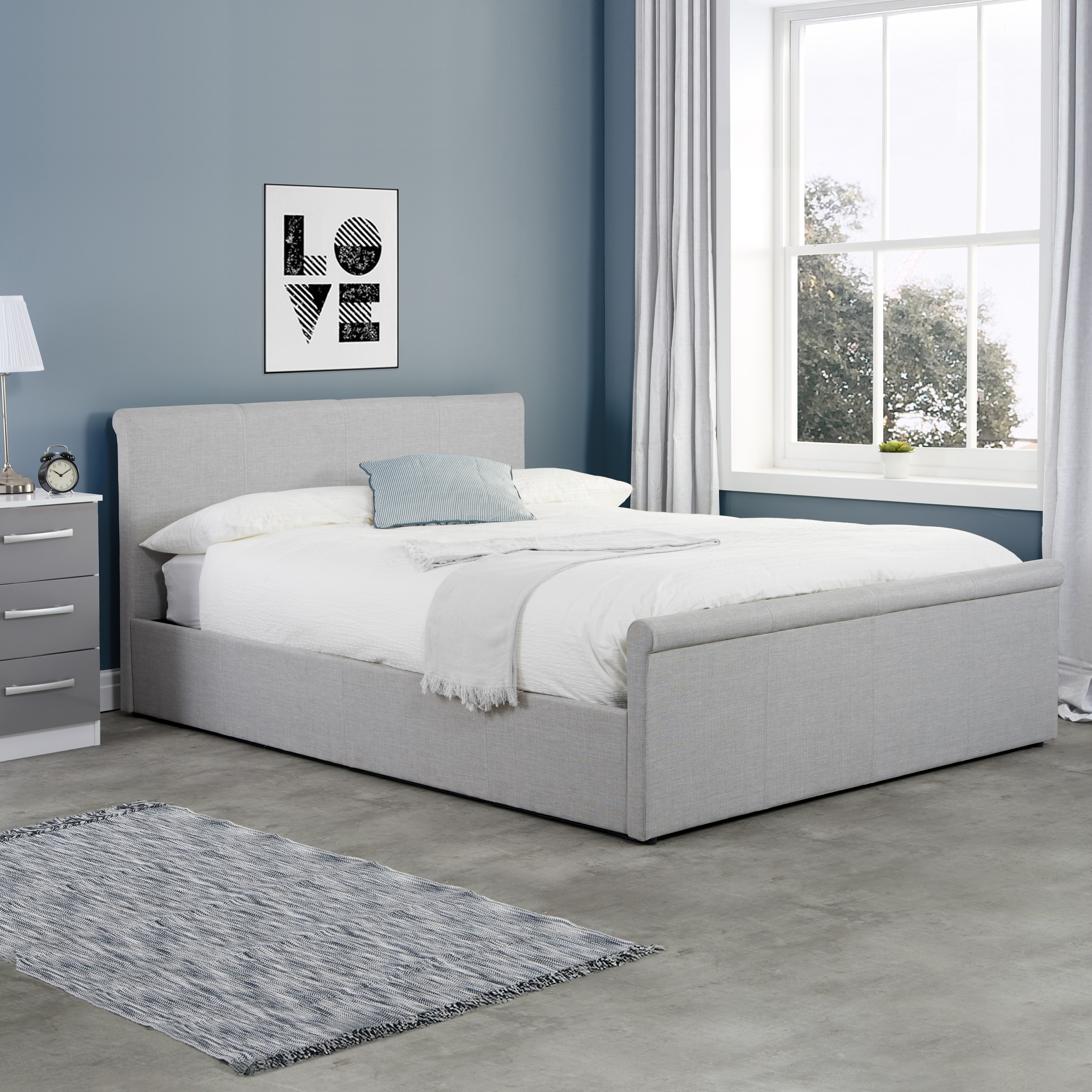 Birlea Double Stratus Ottoman Bed Grey, Grey
