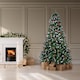 image 2 of Neo 2.1 m 7 ft Christmas Xmas Tree Flocked Snowy Effect Fake Pine Cone Red Berries Metal Stand Flocked Tips | Green