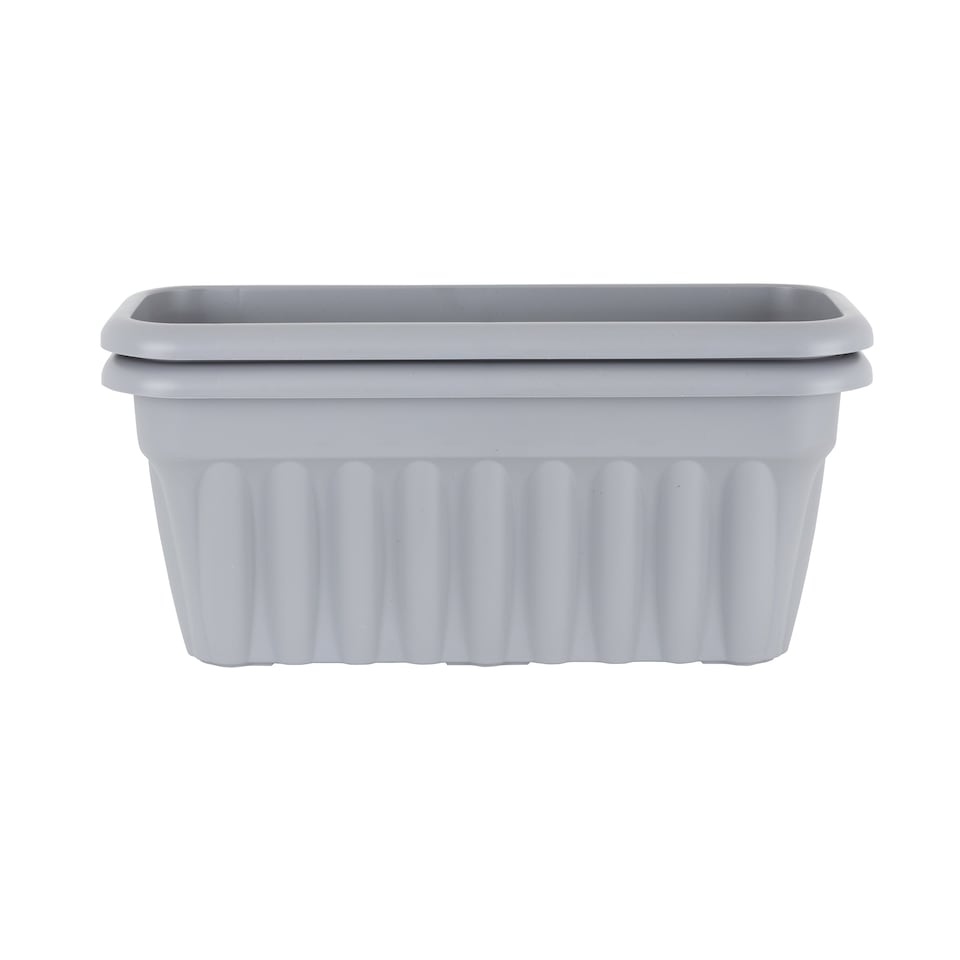 image 1 of Wham Vista 2 x 60cm Rectangular Plastic Garden Troughs | Grey | Upcycle Grey