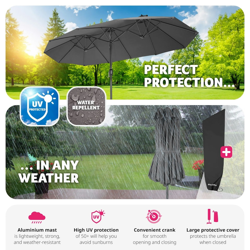 image 1 of Parasol Silia - extra wide, 460 x 270 cm, height-adjustable, cover included Grey