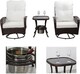 image 1 of 3 PCS Garden Furniture Set, Swivel Wicker Bistro Set with Ice Bucket Table, Upholstered Lounge Chair Set