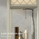 image 5 of HOMCOM Modern Floor Lamp Light with 3 Shelves Fabric Lampshade Oak Yellow