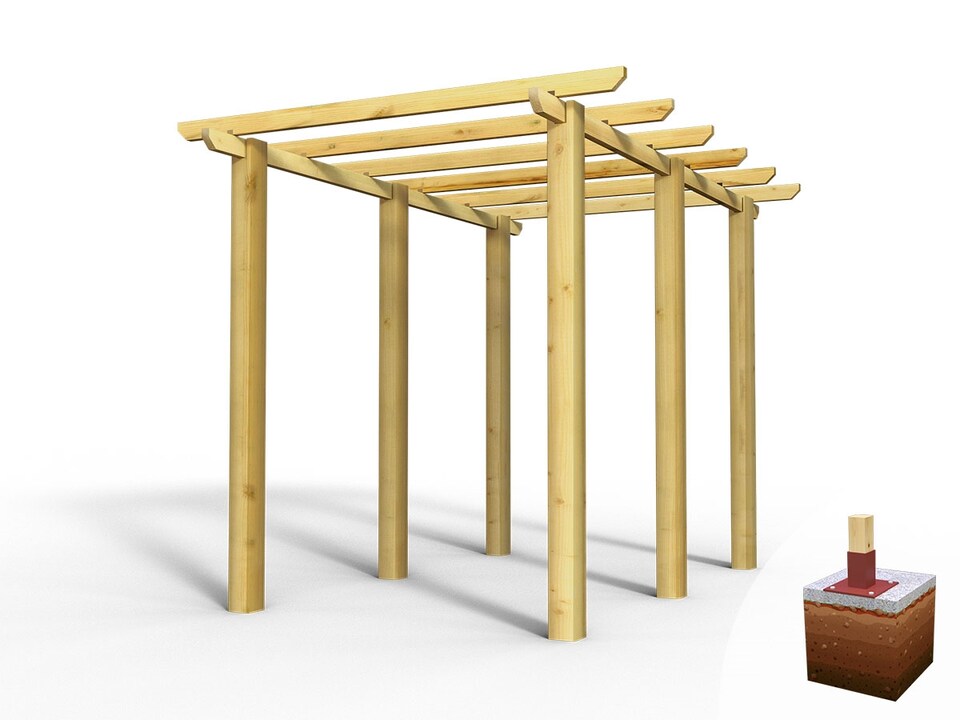 image 1 of eDecks HD Village Walkway Garden Pergola w/ Concrete In Posts 2.7m - 2.4 x 3.6m