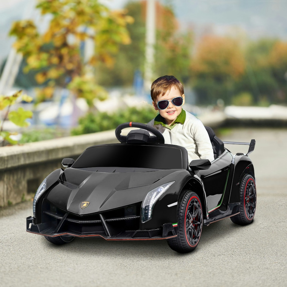 image 1 of HOMCOM Lamborghini Veneno Licensed Electric Ride-on Car w/ Remote- Black