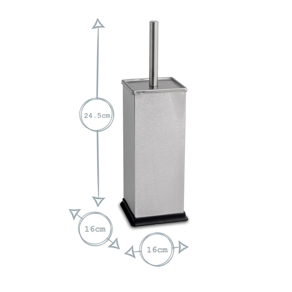 image 1 of Harbour Housewares Square Toilet Brush - Brushed Metal | Silver | Silver