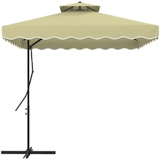 Outsunny 2.5m Cantilever Garden Parasol Umbrella with Cross Base Beige