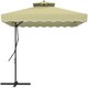 image 1 of Outsunny 2.5m Cantilever Garden Parasol Umbrella with Cross Base Beige