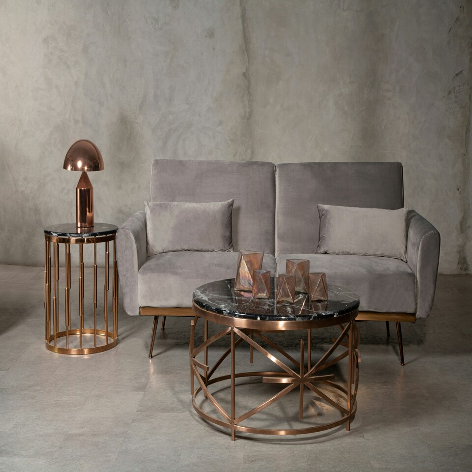 image 1 of Interiors By Premier Functional Round Copper Finish Side Table, Luxury Modern Side Table For Livingroom, Sturdy Bedside Table Multi