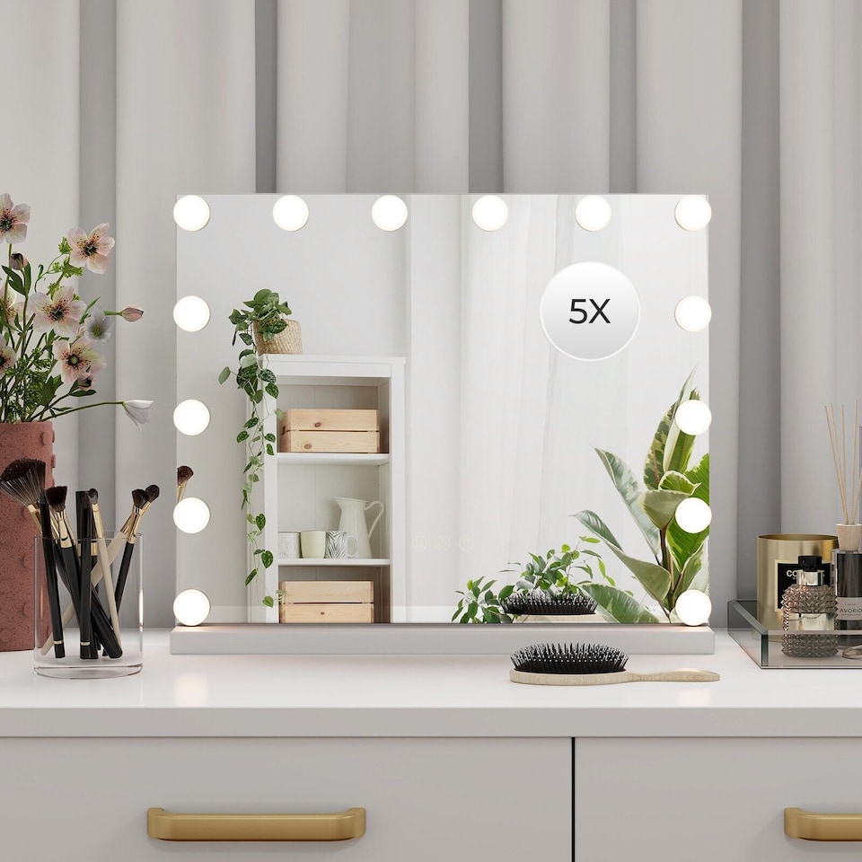 image 1 of COSTWAY Vanity Mirror Hollywood Makeup Mirror Lighted Vanity Mirror