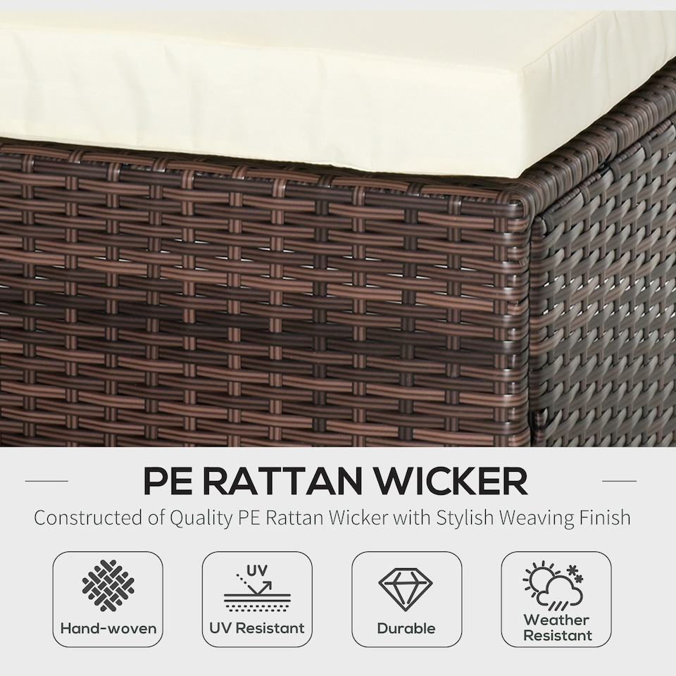 image 1 of Outsunny 5 Pieces PE Rattan Garden Furniture Set with Cushions, Outdoor Corner Sofa, Patio Sectional Conversation Furniture Sets with Glass Top Coffee Table, Brown