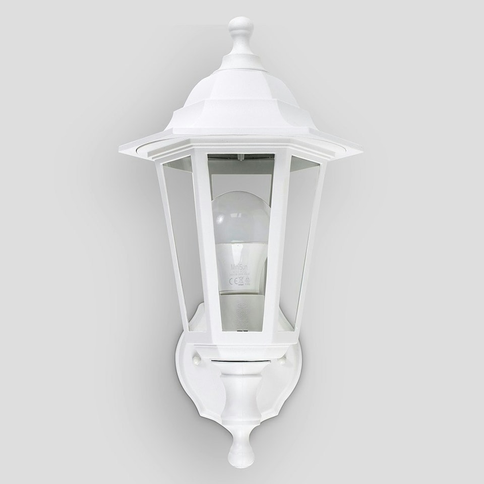 image 1 of ValueLights Mayfair Wall lantern Matte White Lantern and LED Bulb