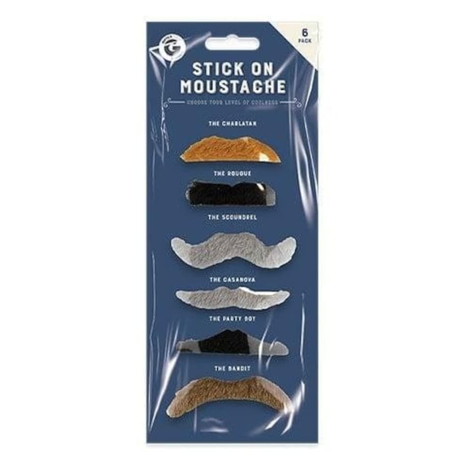 Assorted Self-Adhesive Moustaches - Pack of 6 | Multi | One Size