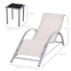 image 5 of Outsunny 3 Pieces Sun Lounger Chair Set, Metal Frame Outdoor Garden Recliner Chairs with Glass Top Side Table and Armrests for Patio, Cream White