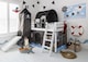 image 2 of Moro Kids Cabin Bed Midsleeper with Slide & Pirate Hideaway Tent, Tower & Tunnel in White
