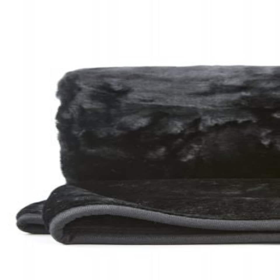 image 1 of Nordic Collection Super Cosy Fleece Blanket in Black (50" x 60") Black | Black