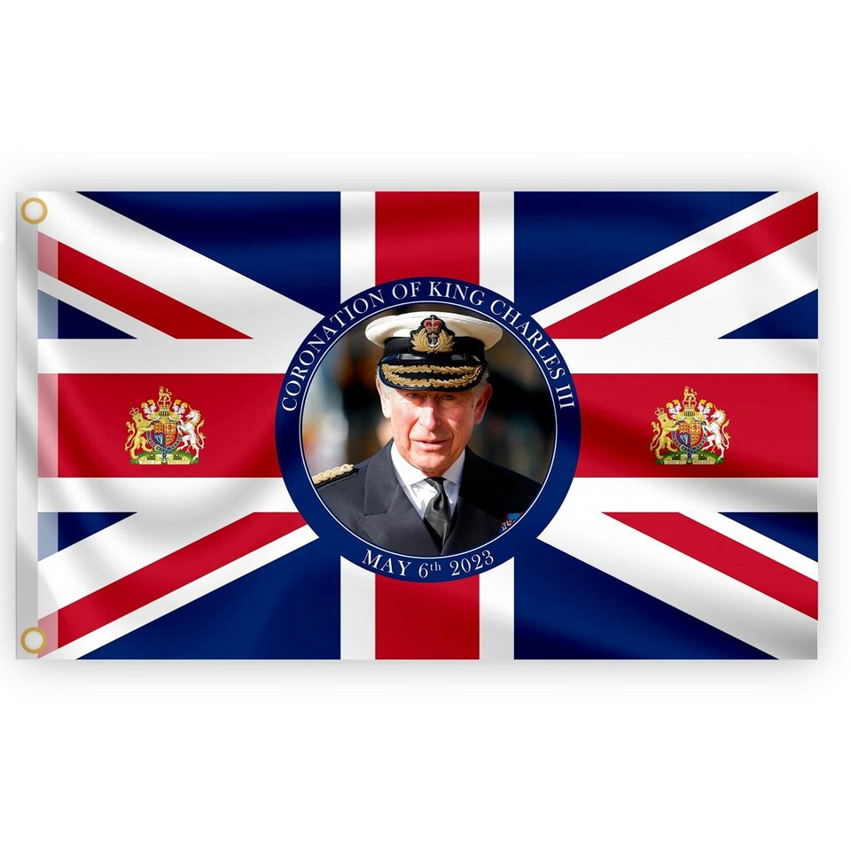 image 1 of King Charles Image 5ft x 3ft Flag - With Eyelets Multi