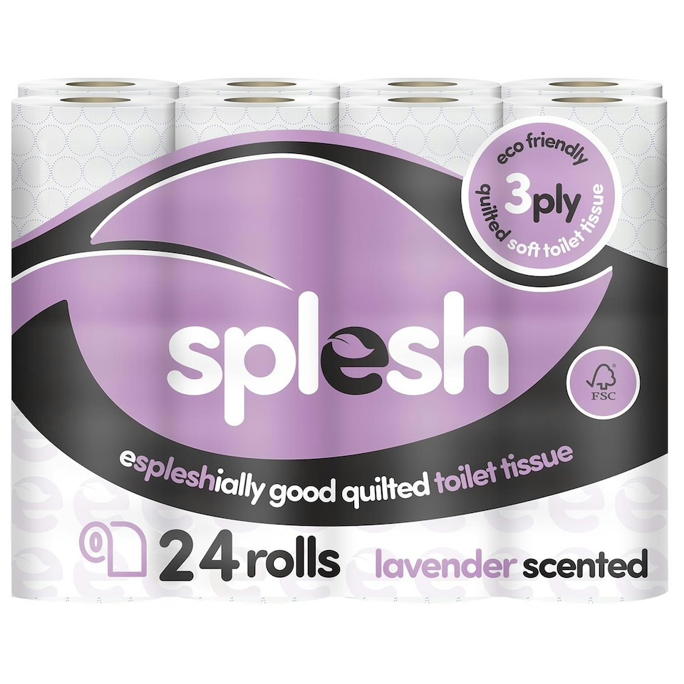 image 1 of Splesh by Cusheen Quilted Lavender Fragrance 3 Ply Toilet Tissue Paper 24 Rolls