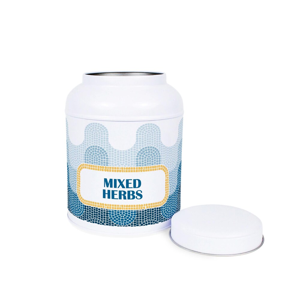 image 1 of Mosaic Waves Mixed Herbs Canister - Small Domed Lid Kitchen Storage Jar