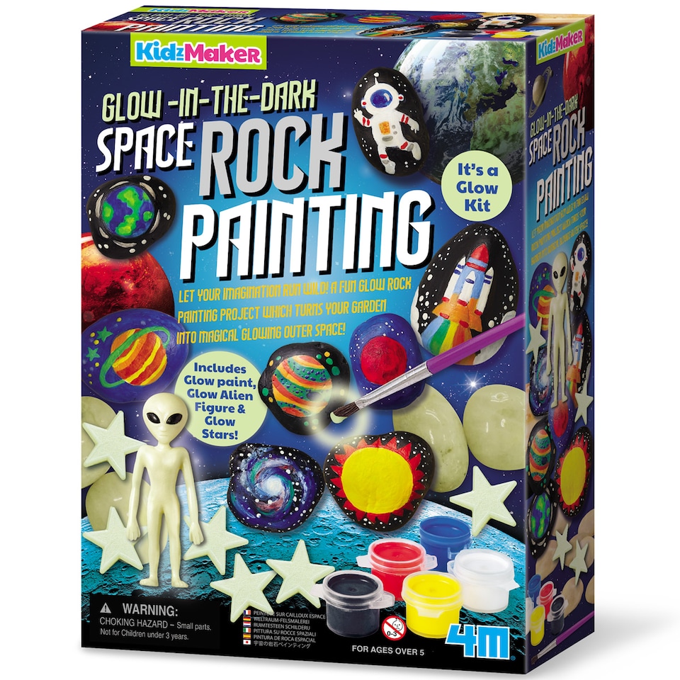 image 1 of KidzMaker - Glow In The Dark - Space Rock Painting