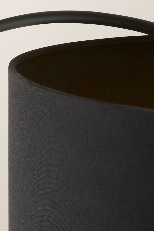 image 1 of ValueLights Black Floor Lamp Drum Black Shade & Bulb | Black