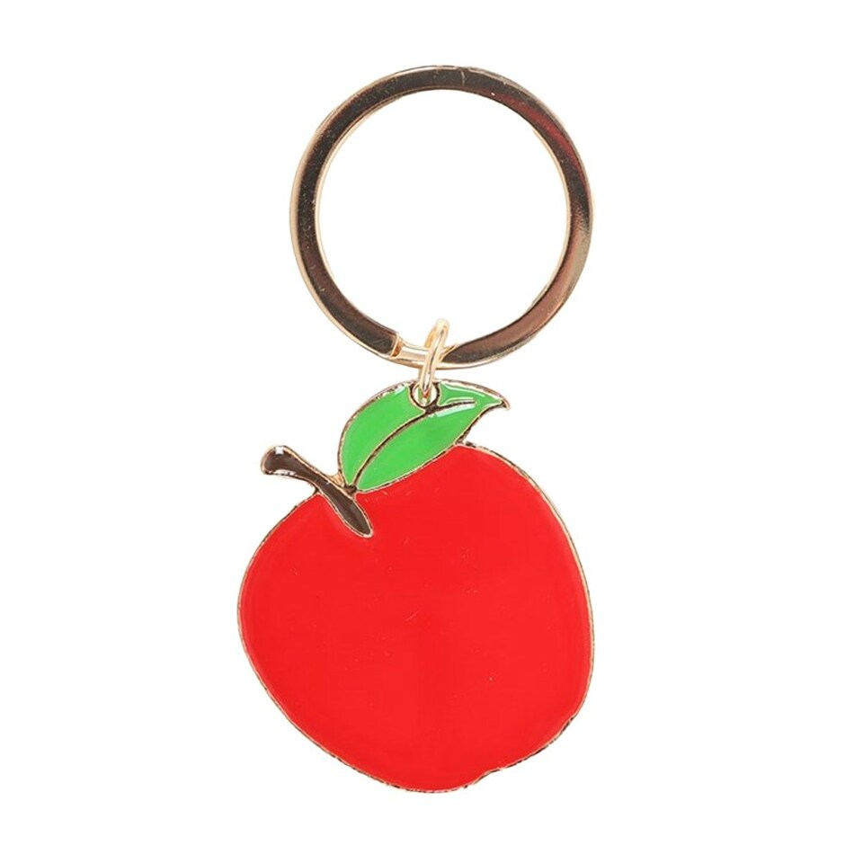 image 1 of Something Different Best Teacher Apple Keyring - Red/Green - One Size