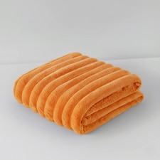 Chunky Ribbed Mink Throw Ultra Soft Warm Elegant Blanket for Sofa Or Bed | Orange