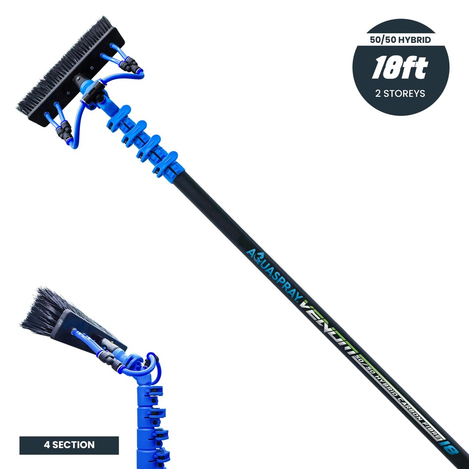 image 1 of Aquaspray® Venom 18ft Hybrid 50/50 Window Cleaning Pole Black
