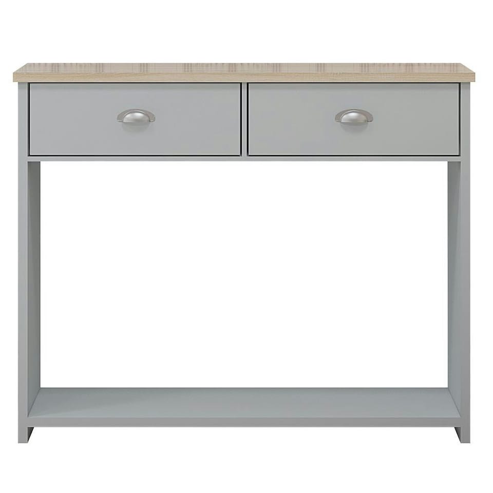 image 1 of Westbury Farmhouse 2 Drawer Hallway Console Table - Matt Grey & Light Oak Grey
