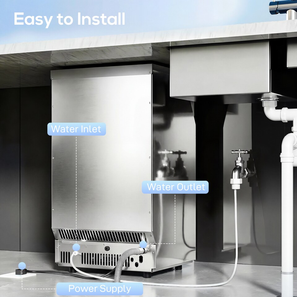 image 1 of HOMCOM 45kg/24H Commercial Ice Maker Machine with Auto Self-Cleaning