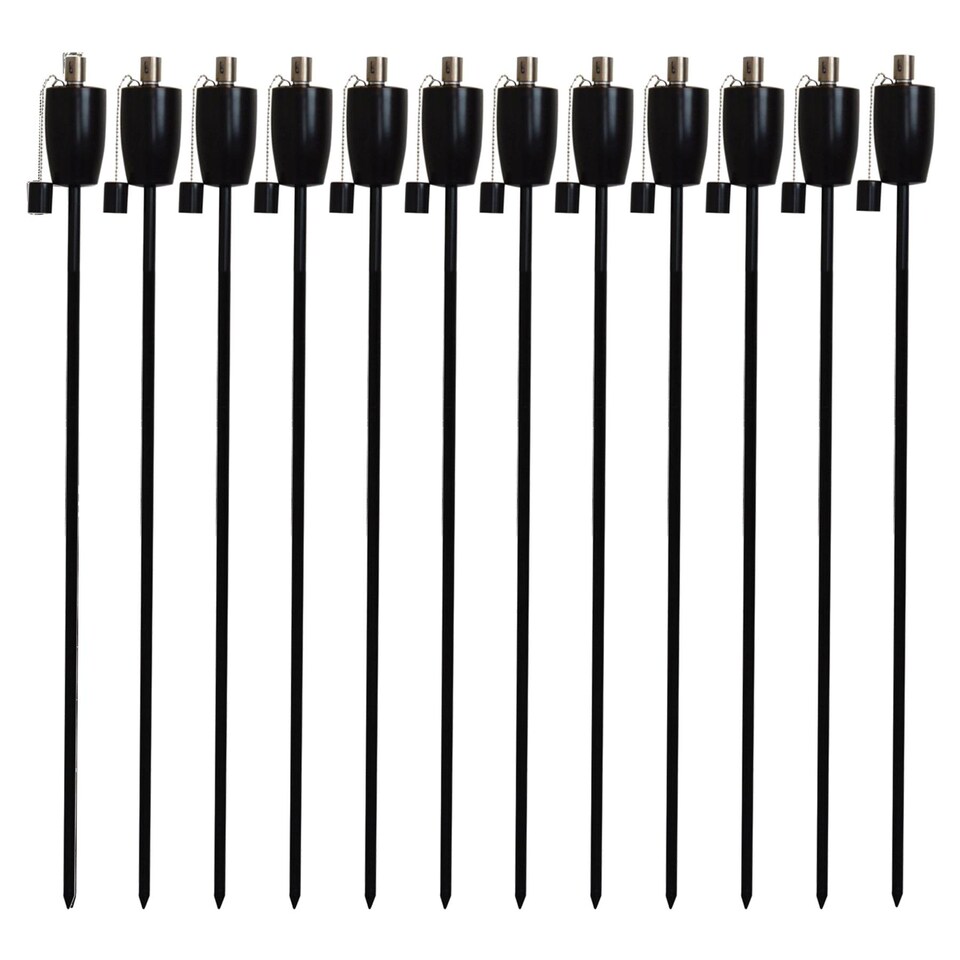 image 1 of Harbour Housewares Metal Garden Torches - Barrel - Black - Pack of 12