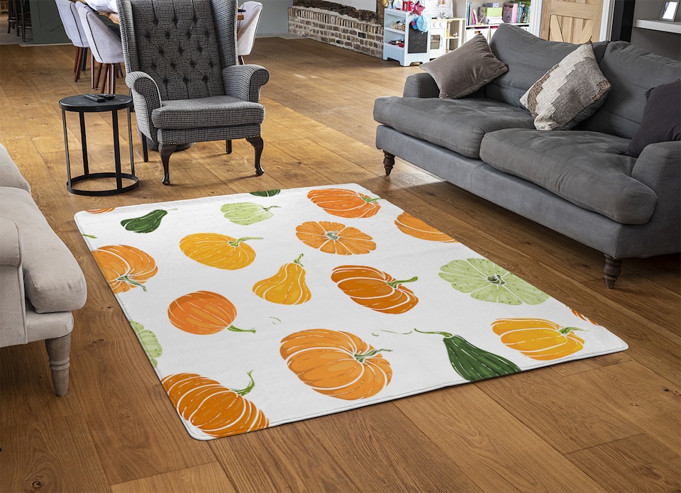 image 1 of Pumpkin Illustrations Rug | Multi