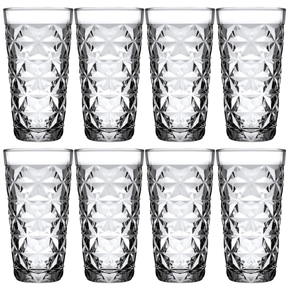 image 1 of Tall Drink Highball Glasses Long Cocktail Water Juice Tumblers Set 290ml | Clear | Clear | 8 Glasses