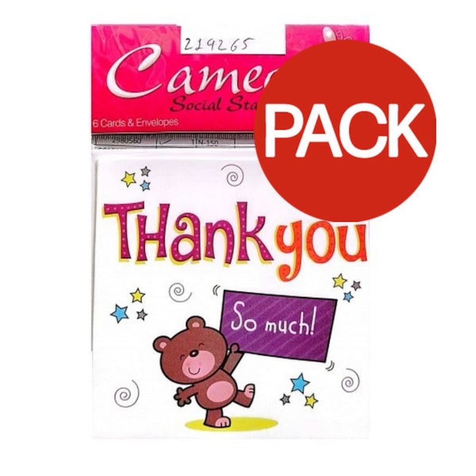 Cameos Thank You Card (Pack of 6) - Multicoloured - One Size