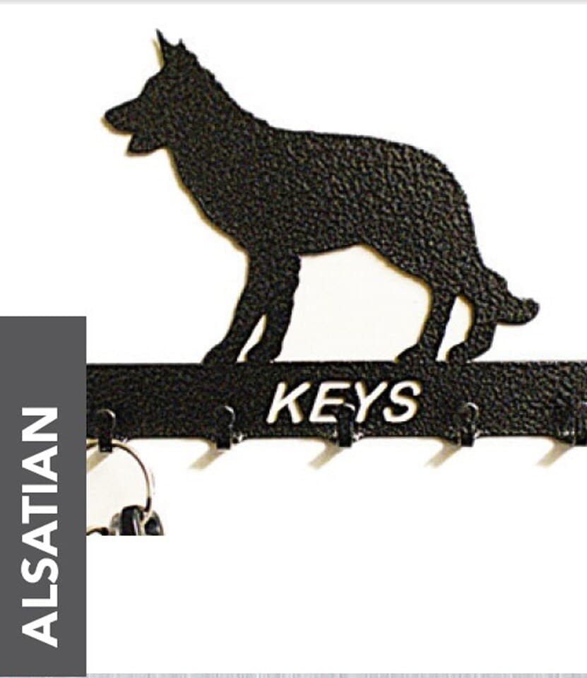 Poppyforge Alsatian Key Holder - Rack - Solid Steel - W15 x H9 cm in Black