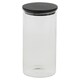 image 3 of Clear Glass Cylinder Storage Jars With Black Lid Airtight Coffee Tea Sugar Spice | Clear | Clear | 3x 800ml Jars