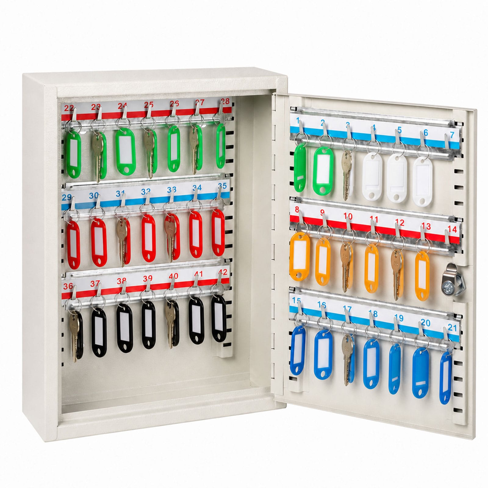 Levede Key Lock Box Key Safe Cabinet 42-Key Wall Mount Safe Steel White