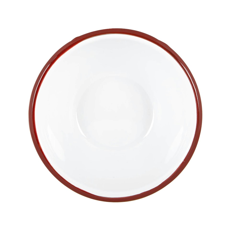 image 1 of Argon Tableware White Enamel Bowls - 16cm - Red - Pack of 6
