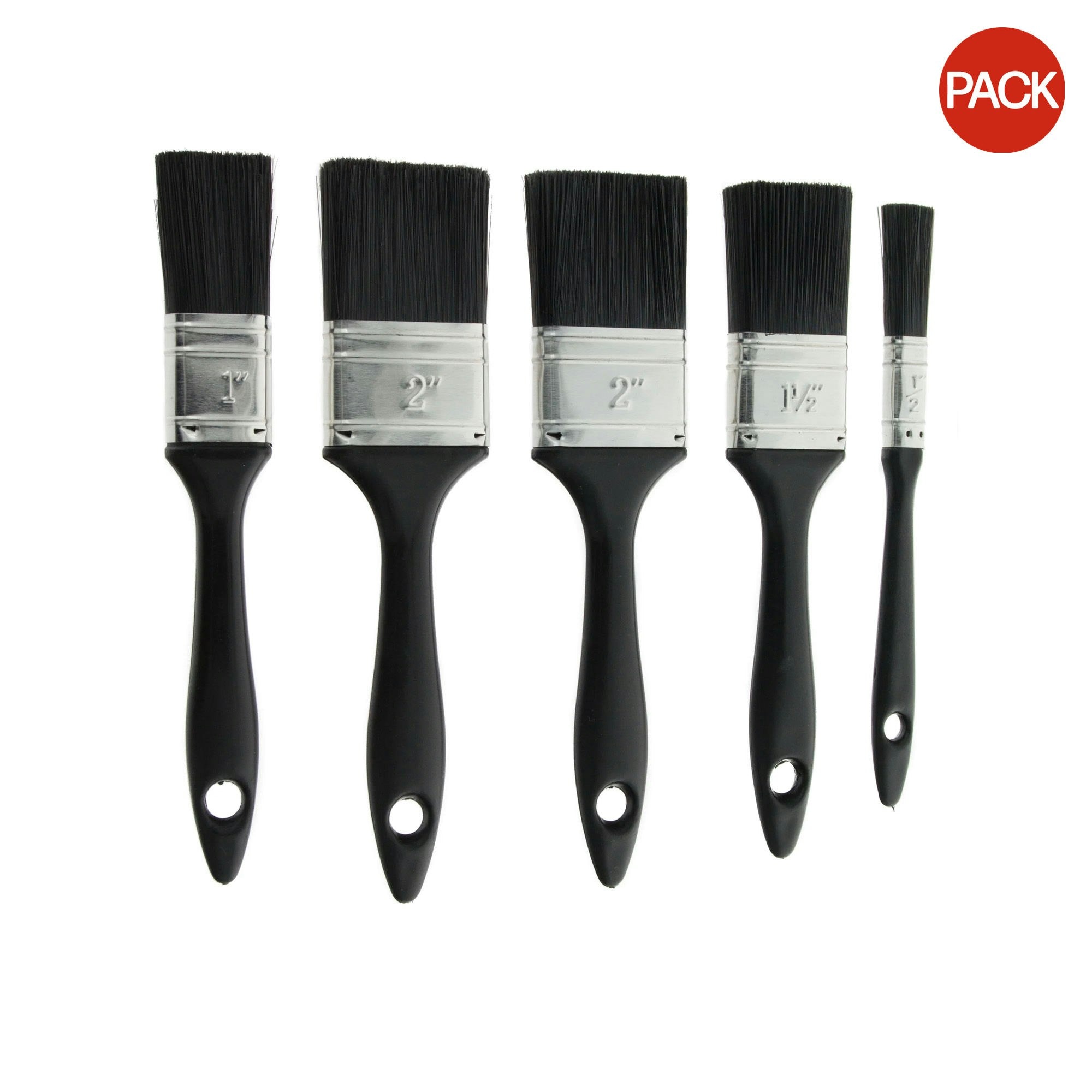 SupaDec Polyester Brush Set (Pack of 5) - Black - 13.5 x 28.5 x 3.5cm