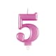 image 1 of Metallic Pink Number 5 Birthday Candle 9cm