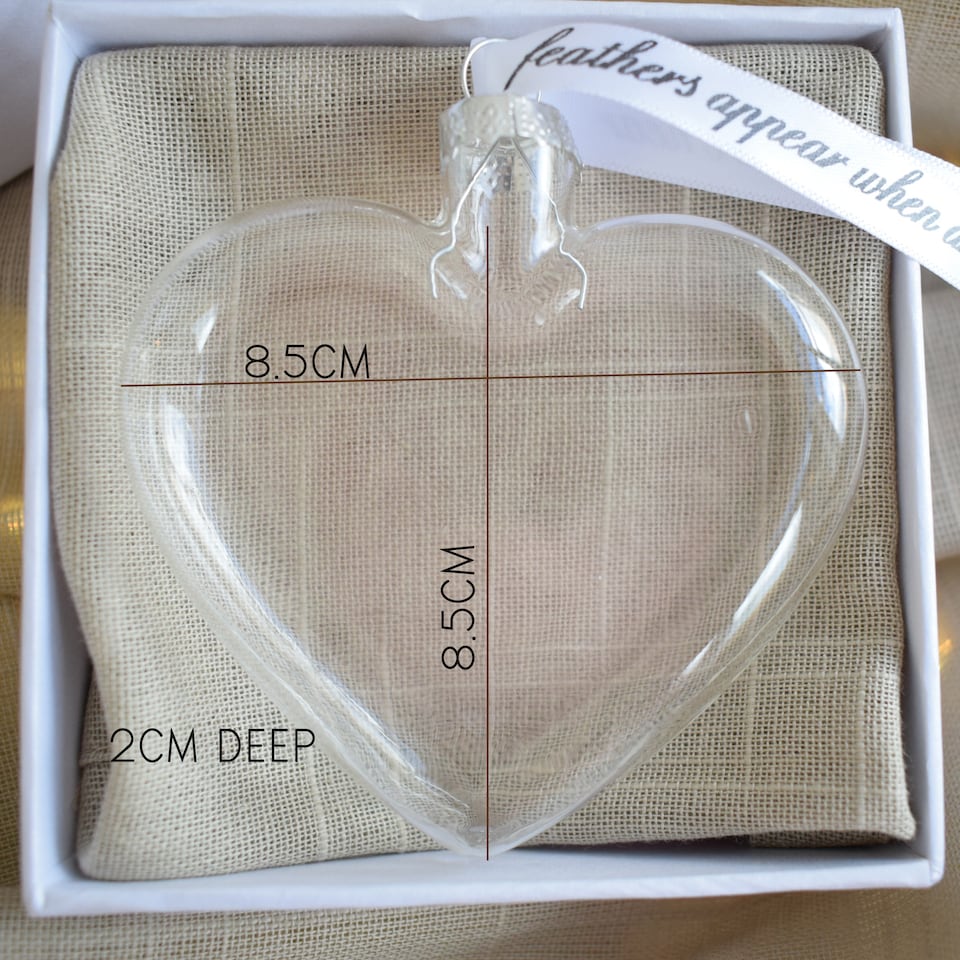 image 1 of THINKING OF YOU In Memory of Feather Heart Bauble Gift Boxed