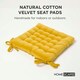 image 2 of Homescapes Seat Pad Luxury 100% Cotton Velvet Indoor Outdoor Garden Dining Cushion Yellow | 40 x 40 cm