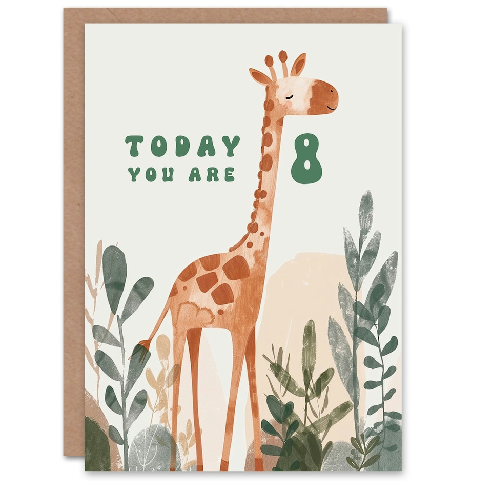 image 1 of Cute Giraffe Fun Today You Are 8 Year Old 8th Birthday Card