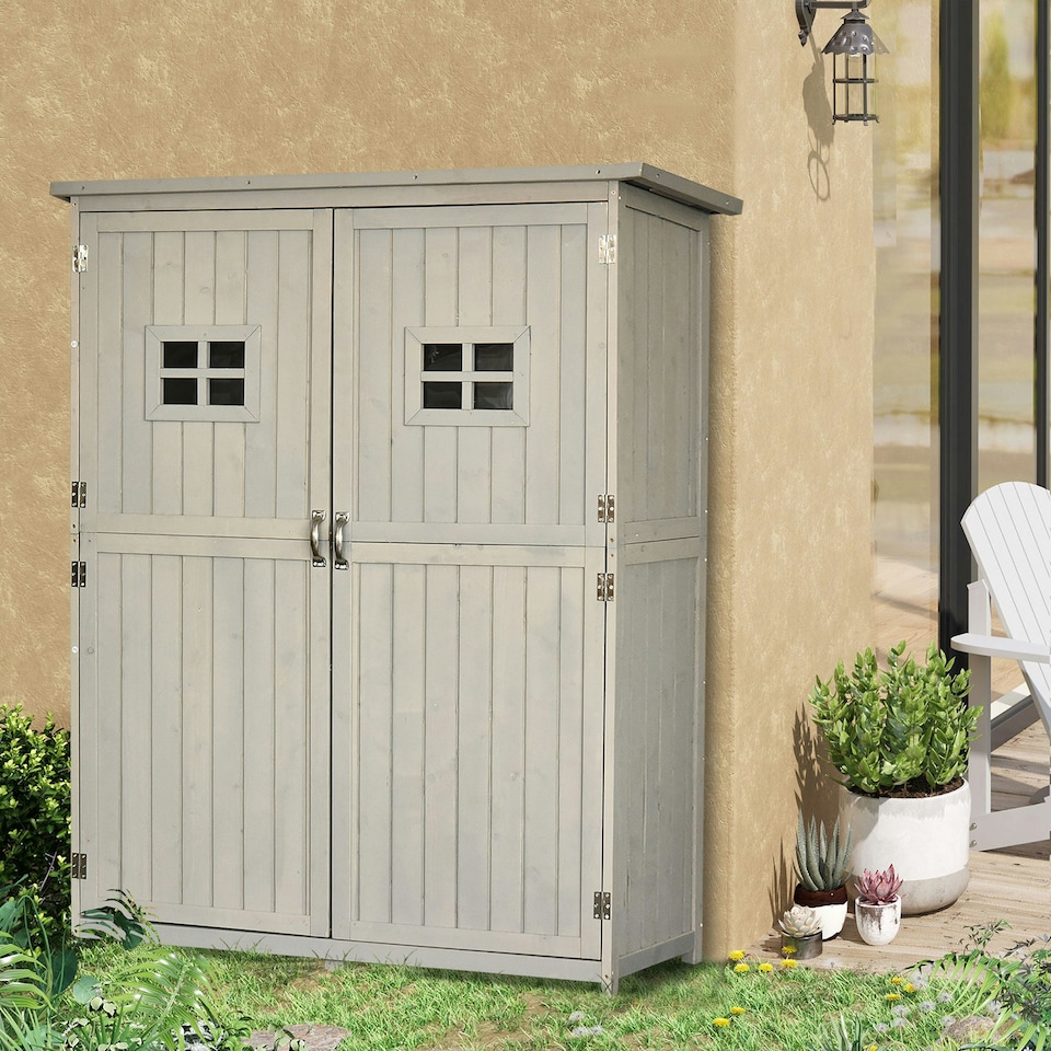 image 1 of Outsunny Garden Shed Outdoor Storage Unit with Asphalt Roof, 3 Shelves
