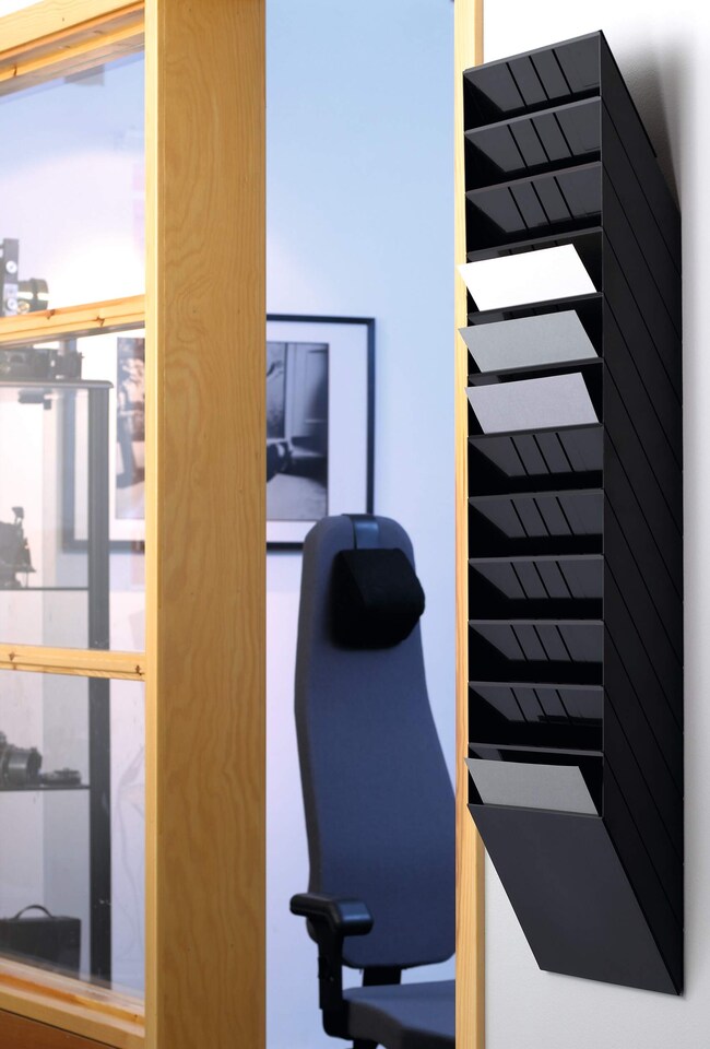 image 1 of Durable FLEXIBOXX 12 Wall Mounted Literature Tray | A4 Landscape Holder | Black | Black