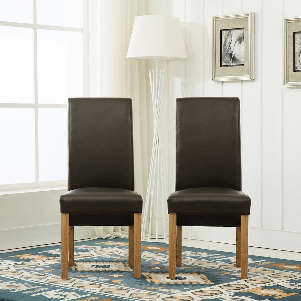 image 1 of MCC Direct Deluxe High Back Leather Dining Chairs Brown