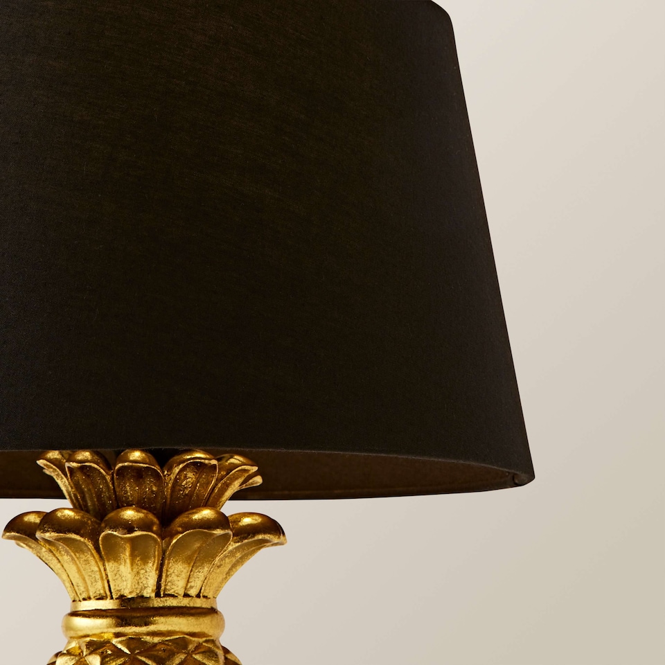 image 1 of ValueLights Pineapple Gold Table Lamp Black Tapered Shade