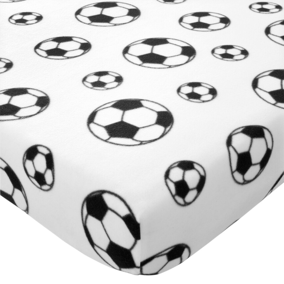image 1 of Catherine Lansfield Cosy Football Fleece Fitted Sheet | White | Single