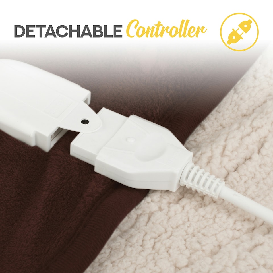 image 1 of MONHOUSE Heated Throw - Electric Blanket - Digital Controller - Timer up to 9 hours, 9 Heat Settings, Auto Shutoff - Single 130X160cm - Brown Shearling