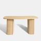 image 3 of OHS Ribbed Curved Home Furniture Living Room Decor Coffee Table Brown | Light Wood