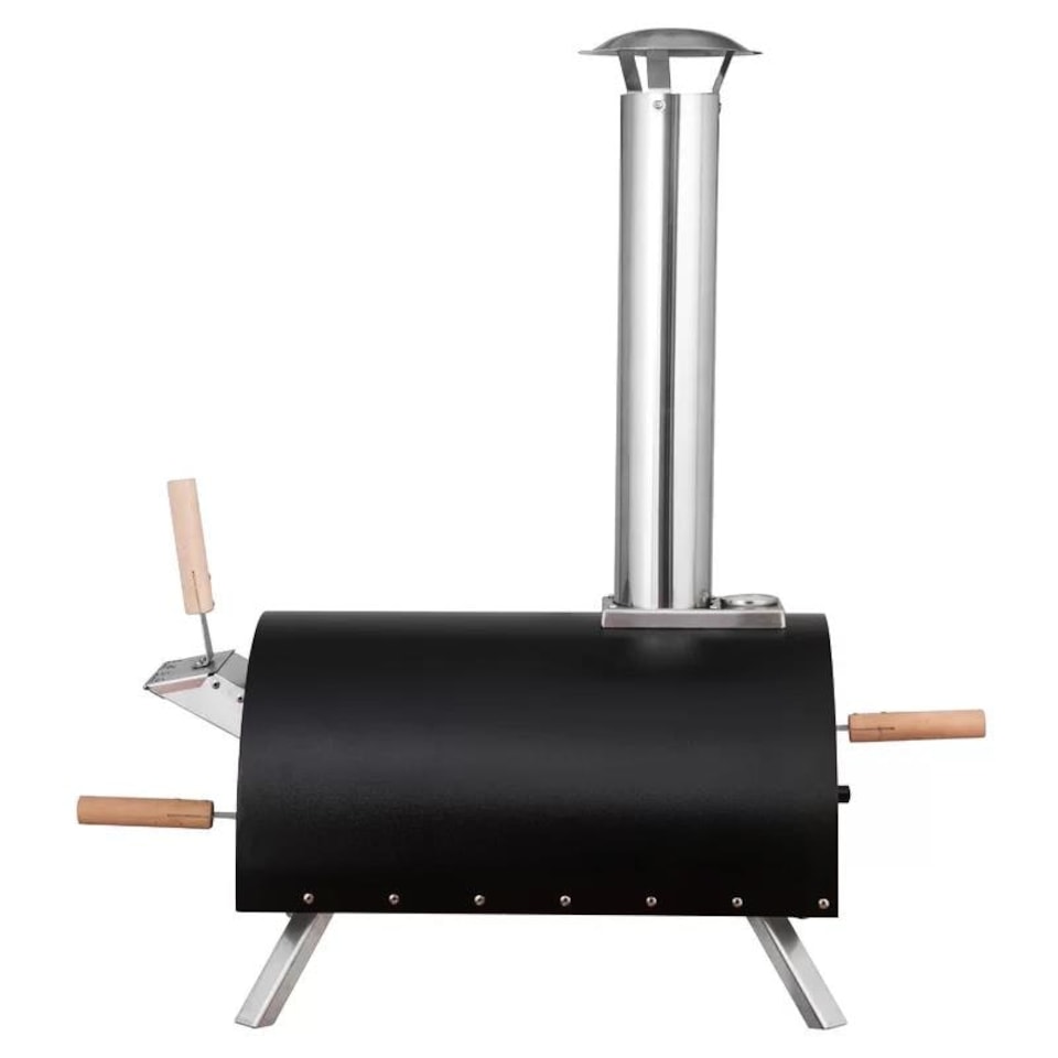 image 1 of Haven Gas & Wood Fuel Pizza Oven Built-in Thermometer & Pizza Paddle - Black/Silver
